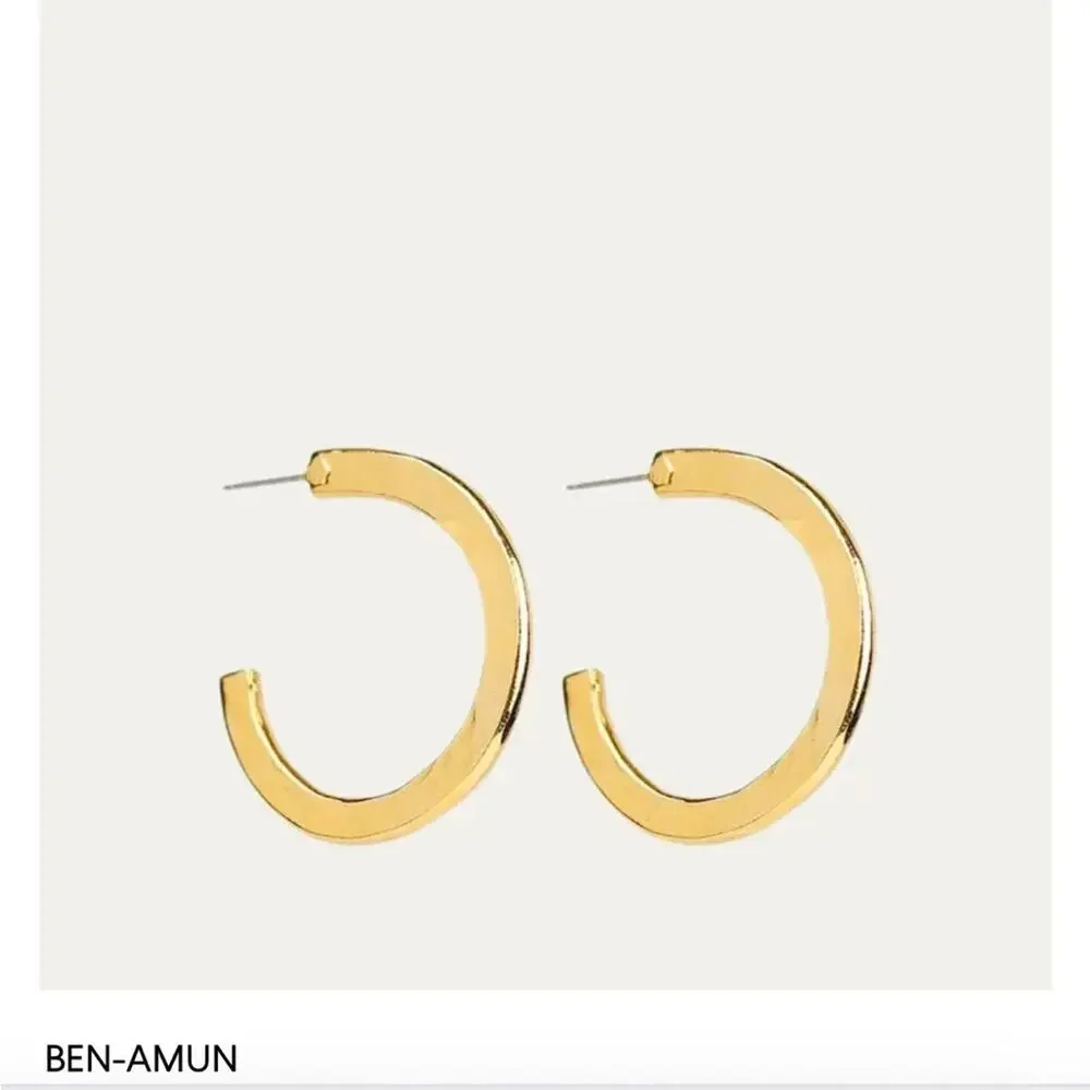 Ben-Amun Flat Hoop Earrings Gold